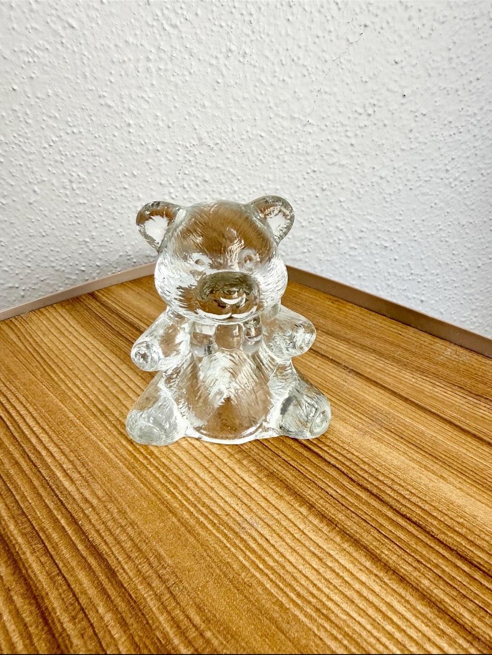 Clear Glass Teddy Bear Figurine - Decorative Home Art